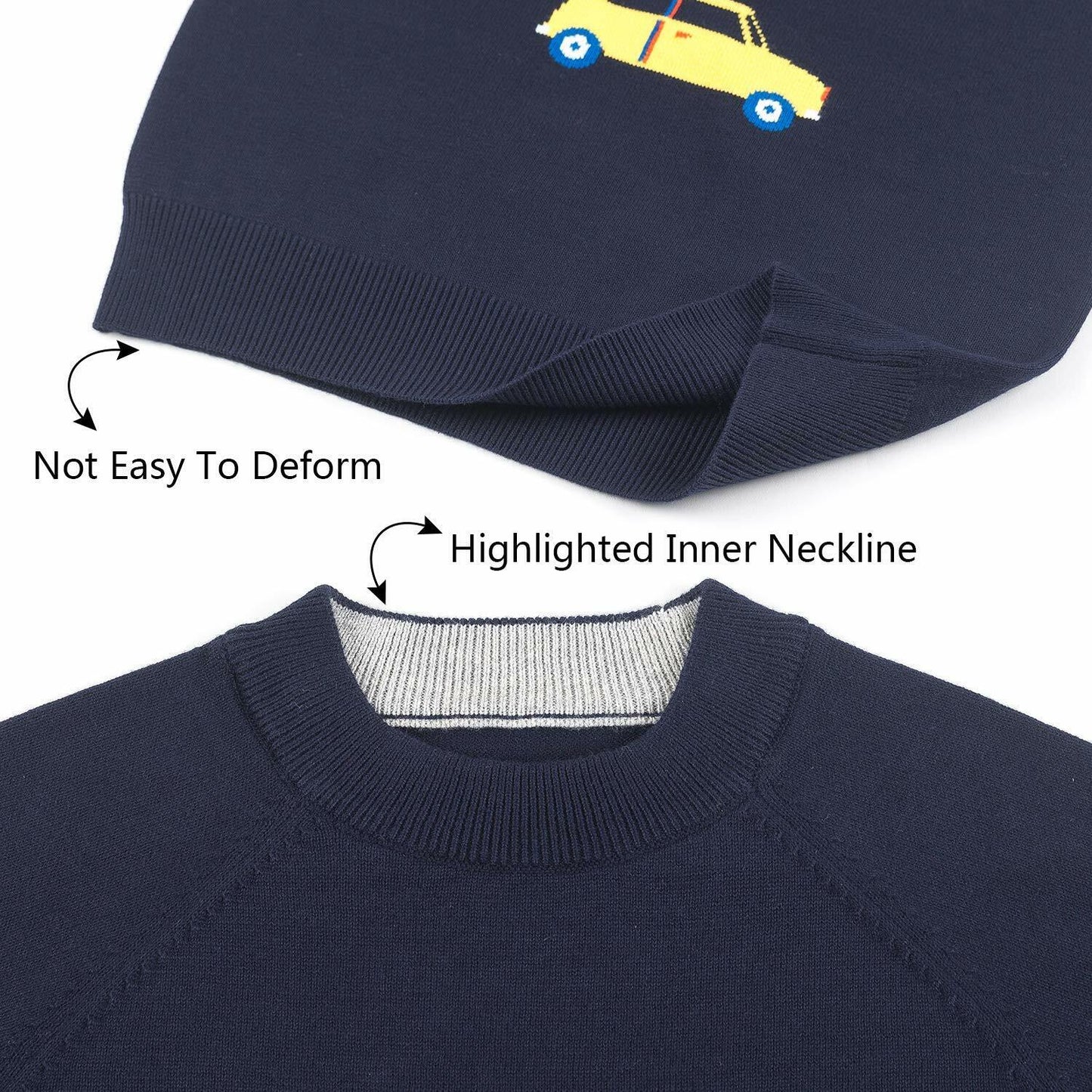 Sweater for Kids Soft &Cute Crew Neck  Colorful Cars Long Sleeve Pullover