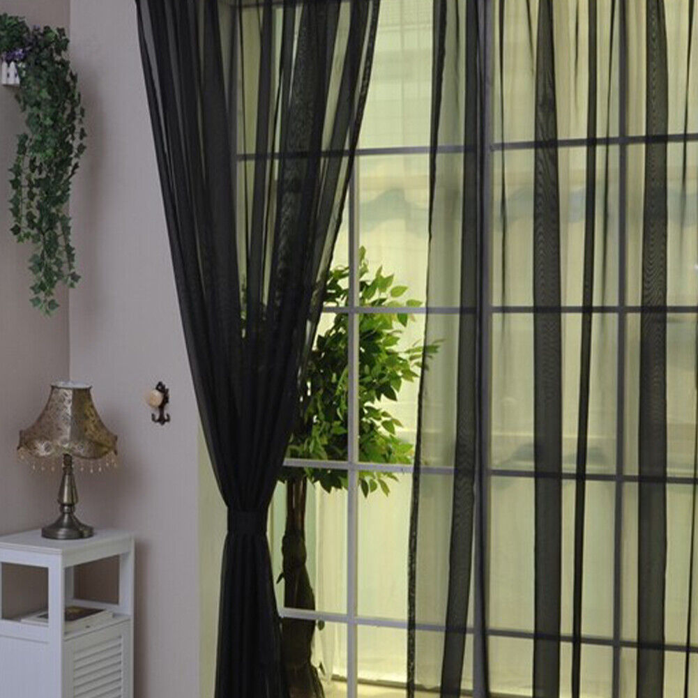 US 4Pc Panels Sheer Window Curtains Drapes Set 84" Long Rod Pocket Solid