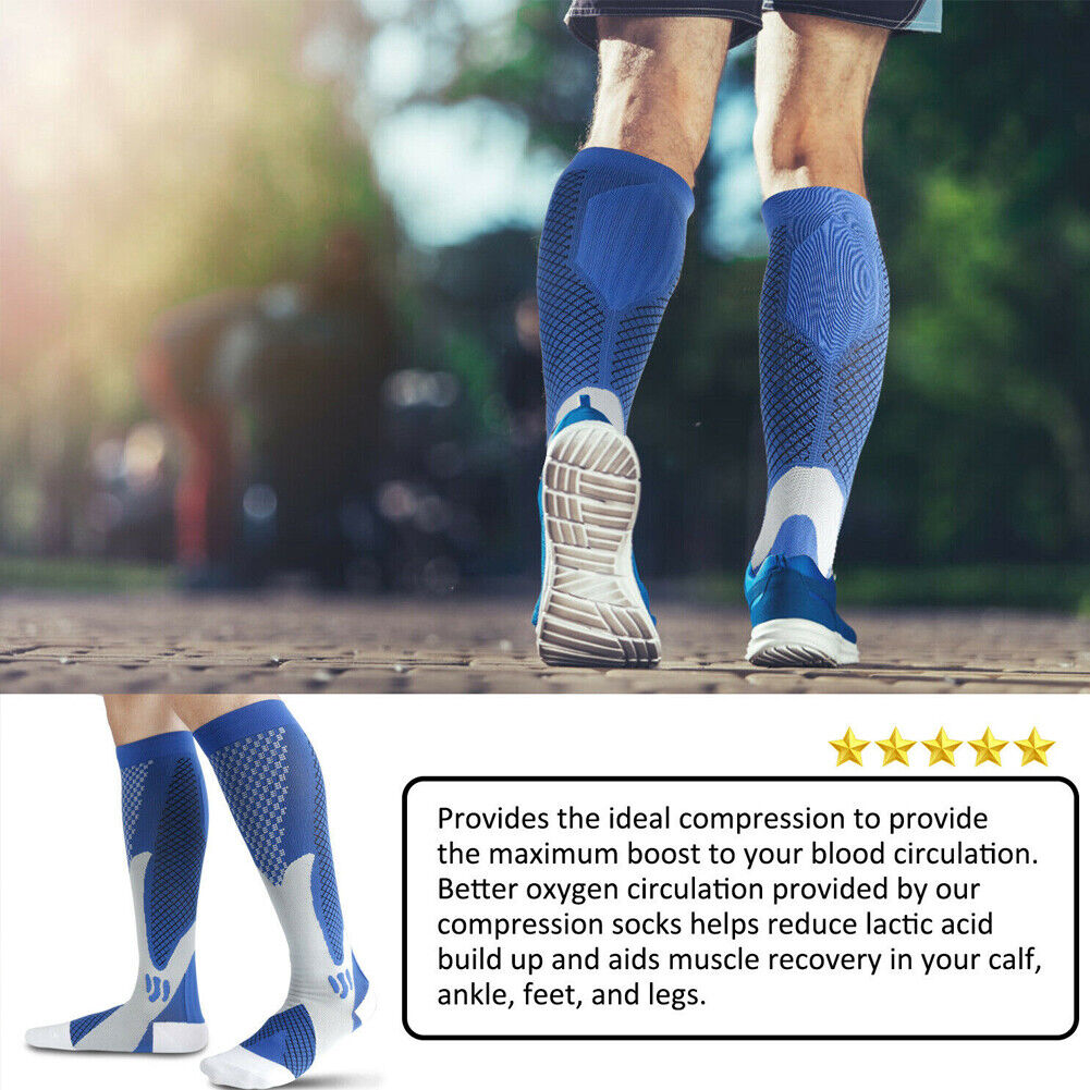 US 3-6 Pairs Medical Sport Compression Socks 20-30 mmhg for Edema Varicose Veins