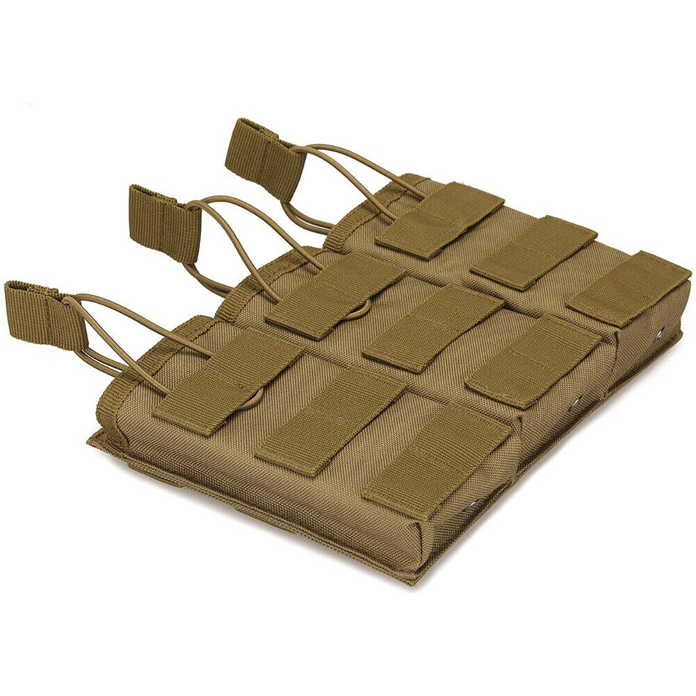 US Tactical Molle Triple Magazine Pouch Nylon Open 5.56 .223 Rifle Mag Holder