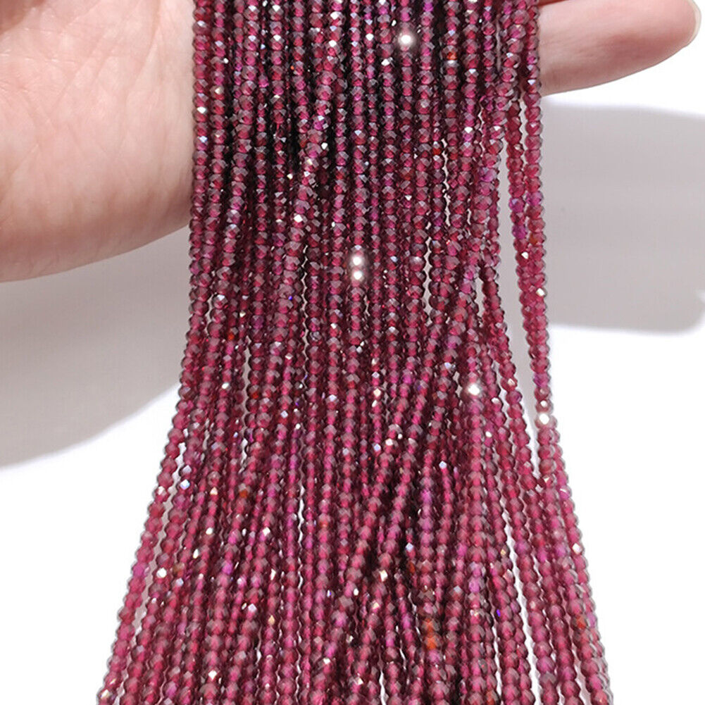 US Natural Garnet Faceted Round Smooth Beads 38cm/14.96'' Strand 2mm 3mm 4mm