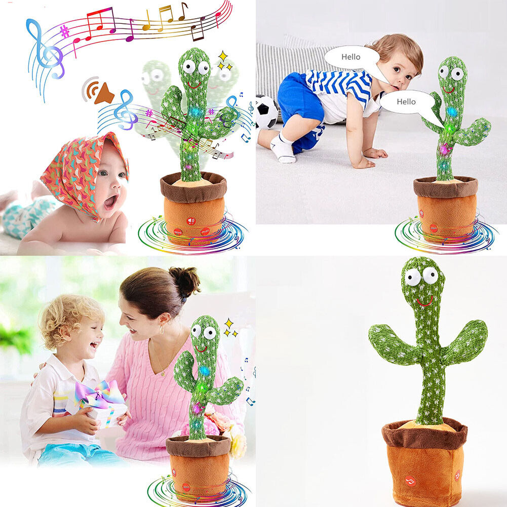 US 1-2 Pcs Tiktok Dancing Cactus Repeat Talking Plush Toy Singing Education Deco