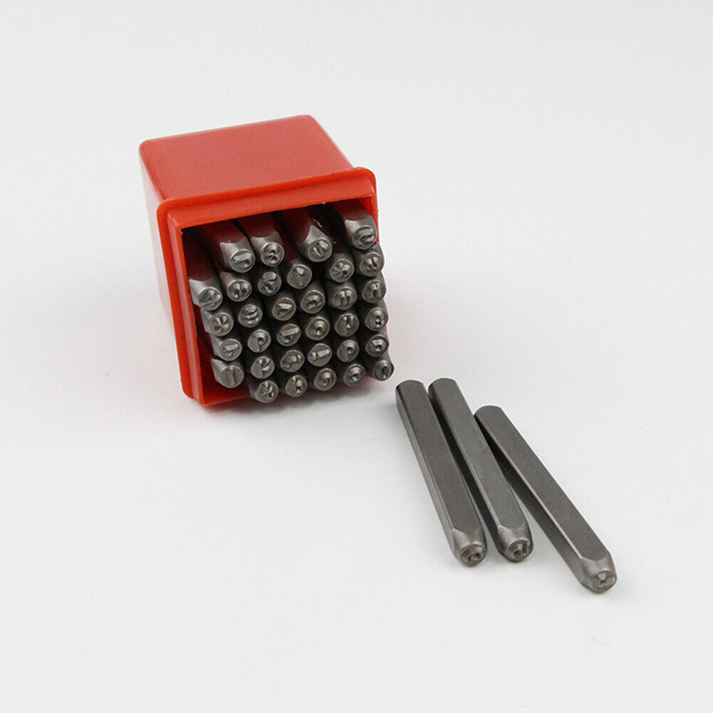US 36 Piece 1/4" Steel Letter & Number Stamping Set Metal Stamp Alphabet Numeral