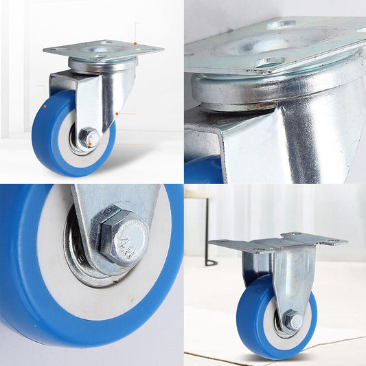US 24 Pack Caster Swivel Plate On Blue Polyurethane Wheels 2" size wheels