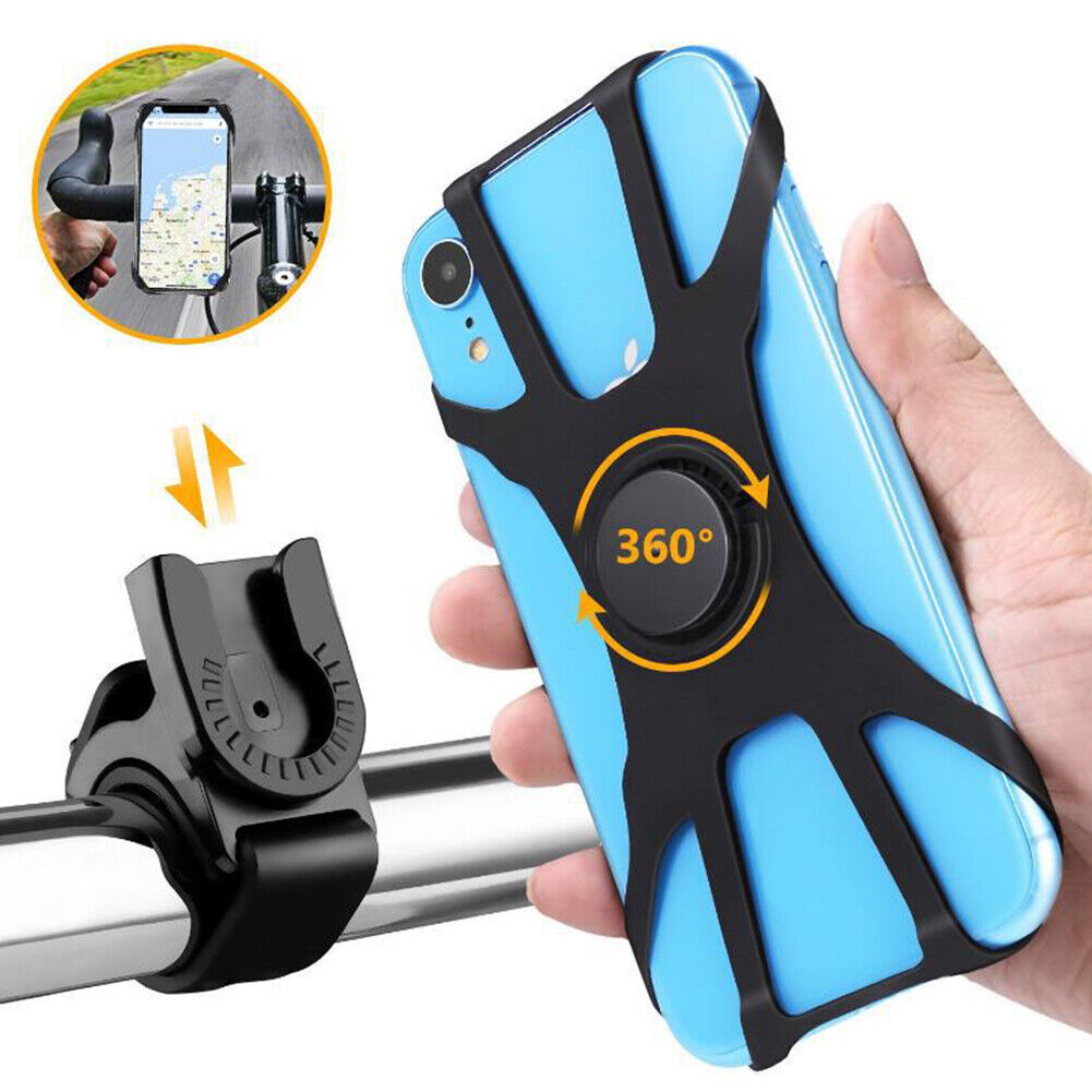 US 1-2 Pack Silicone Cell Phone Mount Holder GPS MTB Bike Bicycle 360 Rotation