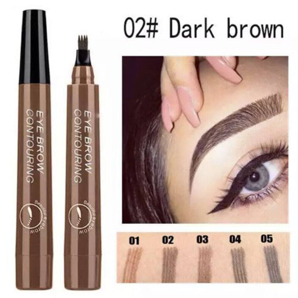 US 2-4 Pc Microblading Tattoo Eyebrow Pen Four Tips Waterproof Ink Gel Tint Draw