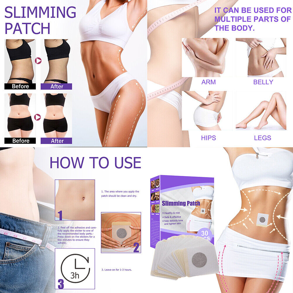 US 30-60 Pcs Slim Patch Weight Loss Slimming Diets Pads Detox Burn Fat Adhesive