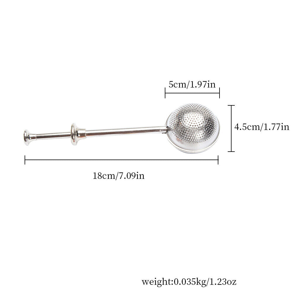 US 1-2 Pack Long Handle Tea Strainer Ball Reusable Stainless Steel Infuser