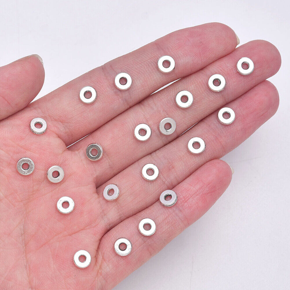 US 100-200 Pack Tibetan Silver Alloy Gossy Antique Spacer Beads with Hole 6*2mm