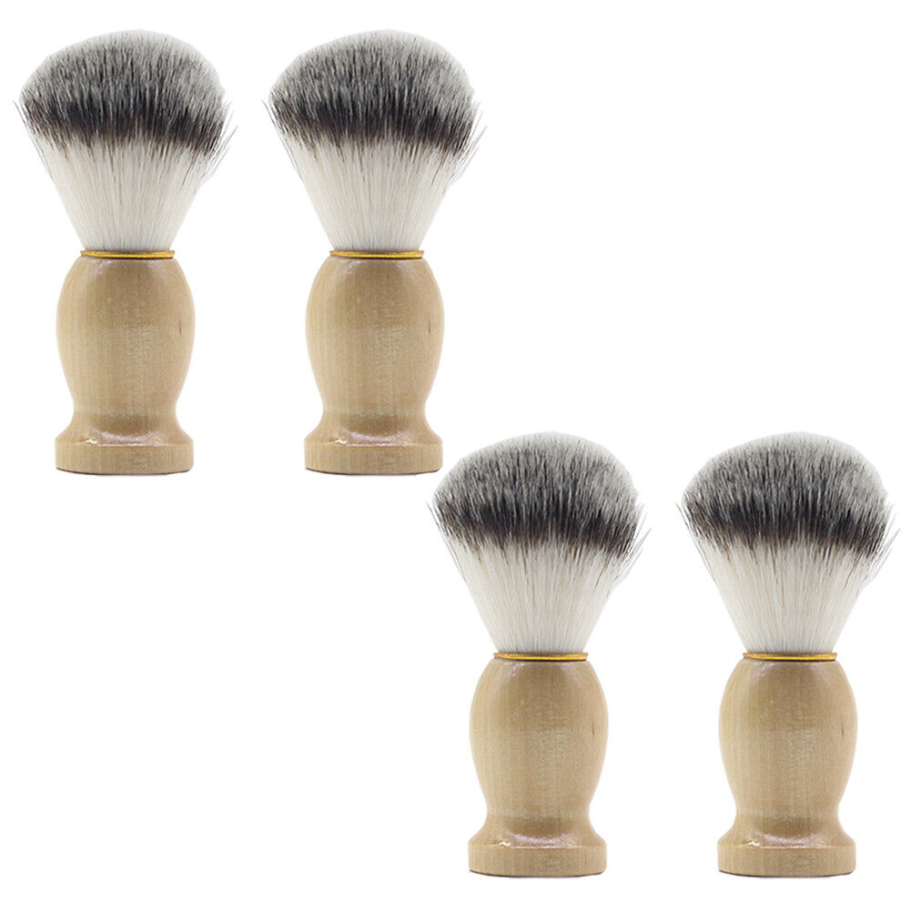 US 2-4 Pc Shaving Brush Perfect Shave Barber Hard Wooden Handle Badger Hair Soft
