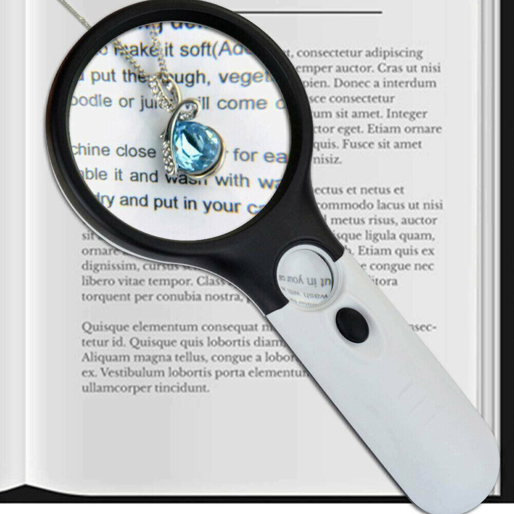 US 2-4 Pc 3-LED Light Magnifier Jewelry Loupe Lens 45X Handheld Magnifying Glass