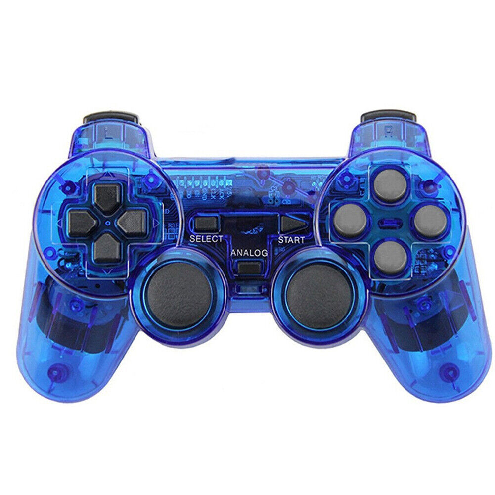 US Sony PS2 Wireless 2.4GHz Dual Vibration Controller Gamepad Transparent Color