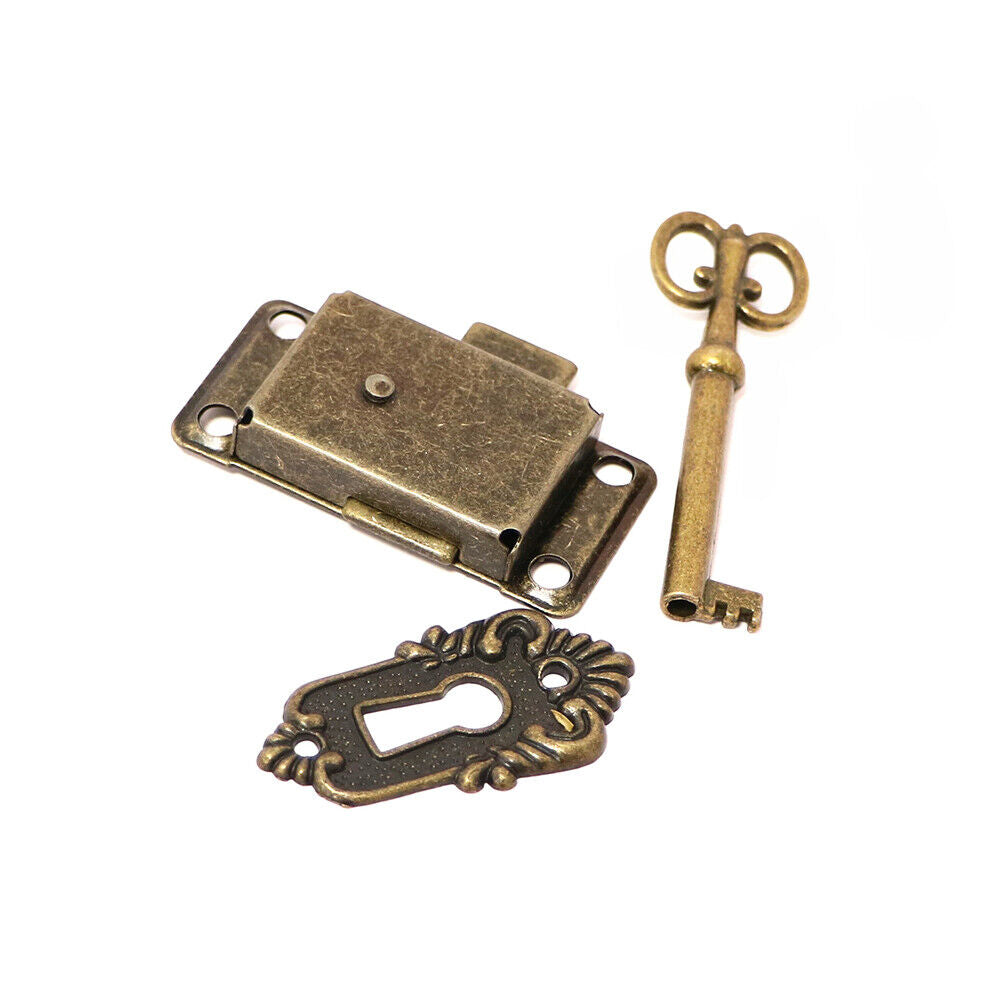 US Furniture Cabinet Door Lock Set with Key Antique Drawer Wardrobe Lock Dec