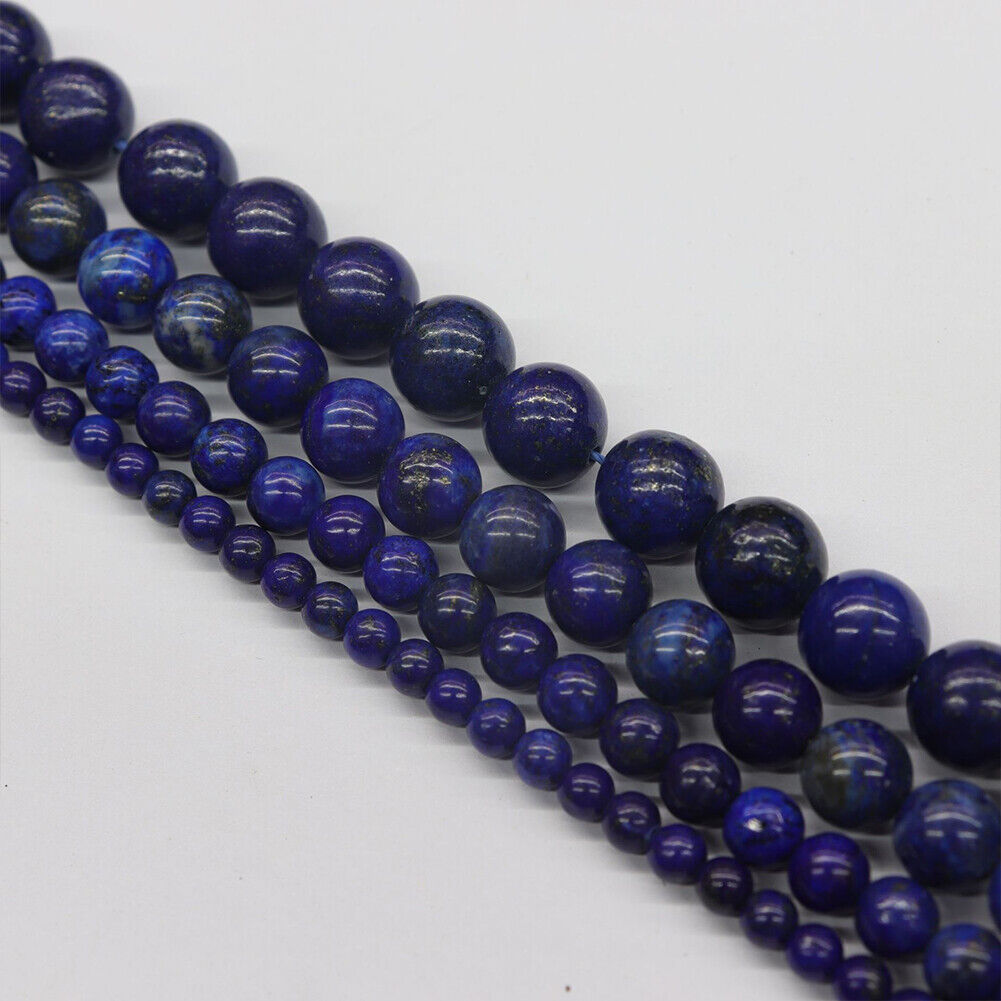 US 6/8/10mm Grade A Natural Lapis Lazuli Stone Beads Round Loose For Jewelry DIY