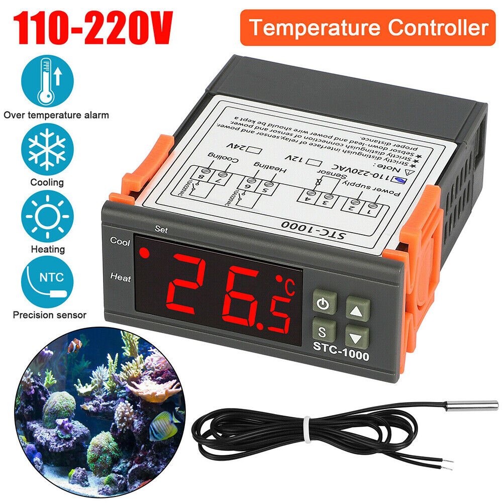 US 1-2 Pack STC-1000 AC 110V Digital Display Temperature Controller Thermostat