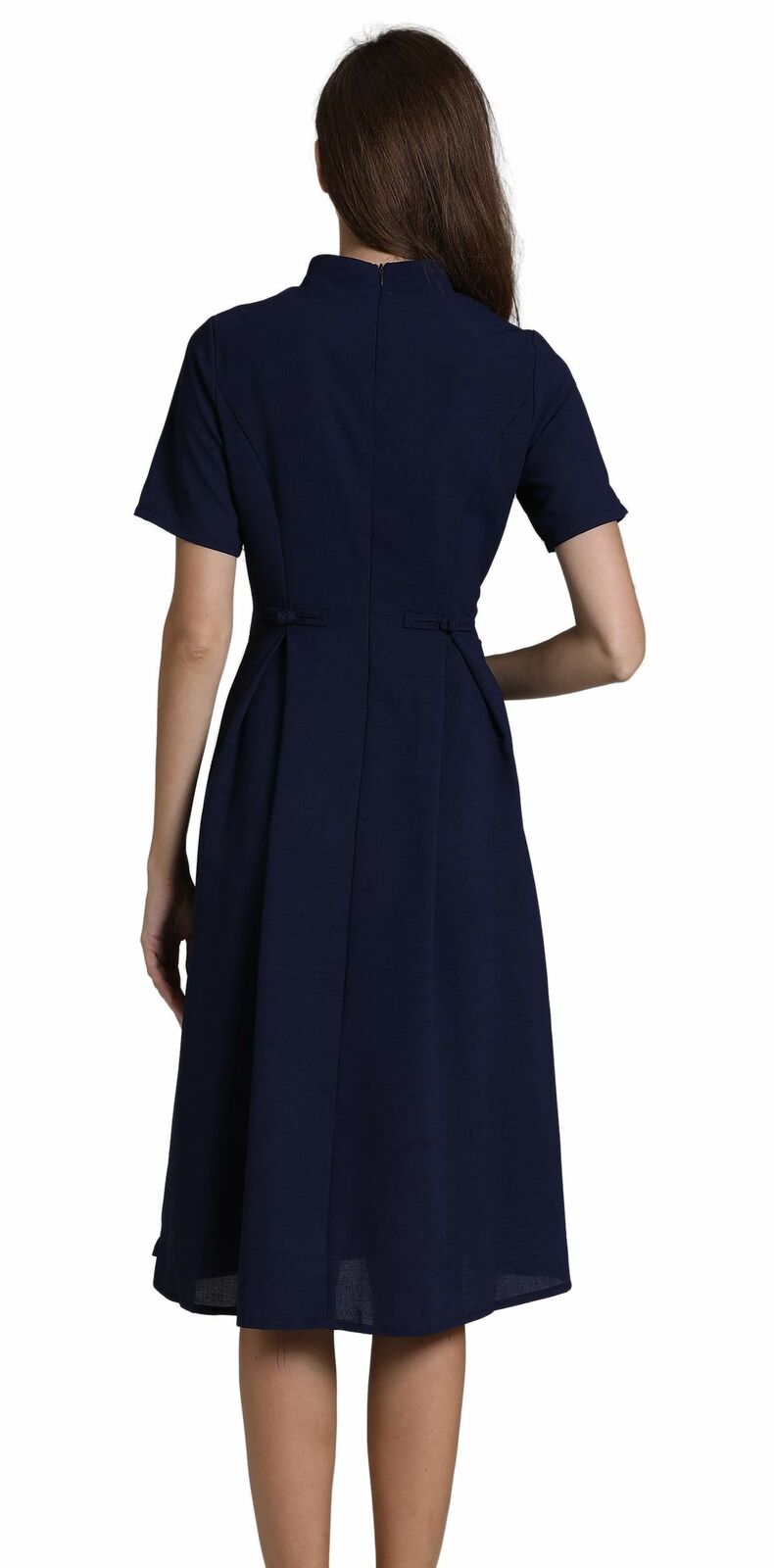 Women's Short Sleeve Mexican Embroidered Floral Pleated A-line Cocktail Dress