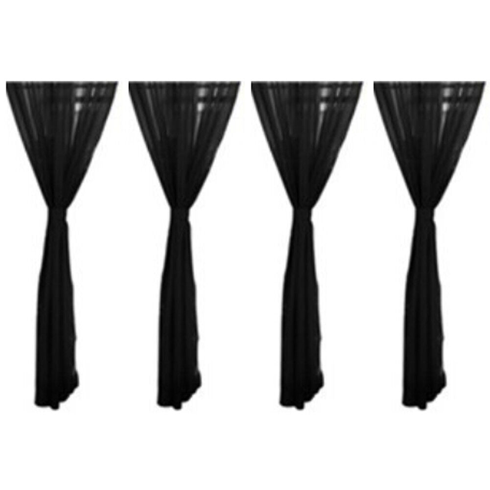 US 4Pc Panels Sheer Window Curtains Drapes Set 84" Long Rod Pocket Solid