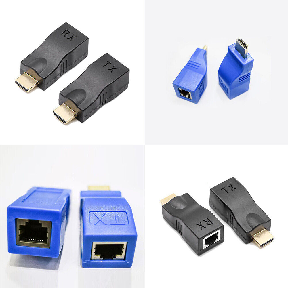 US 1080P HDMI Extender To RJ45 Over Cat 5e/6 Network LAN 4K Ethernet Adapter