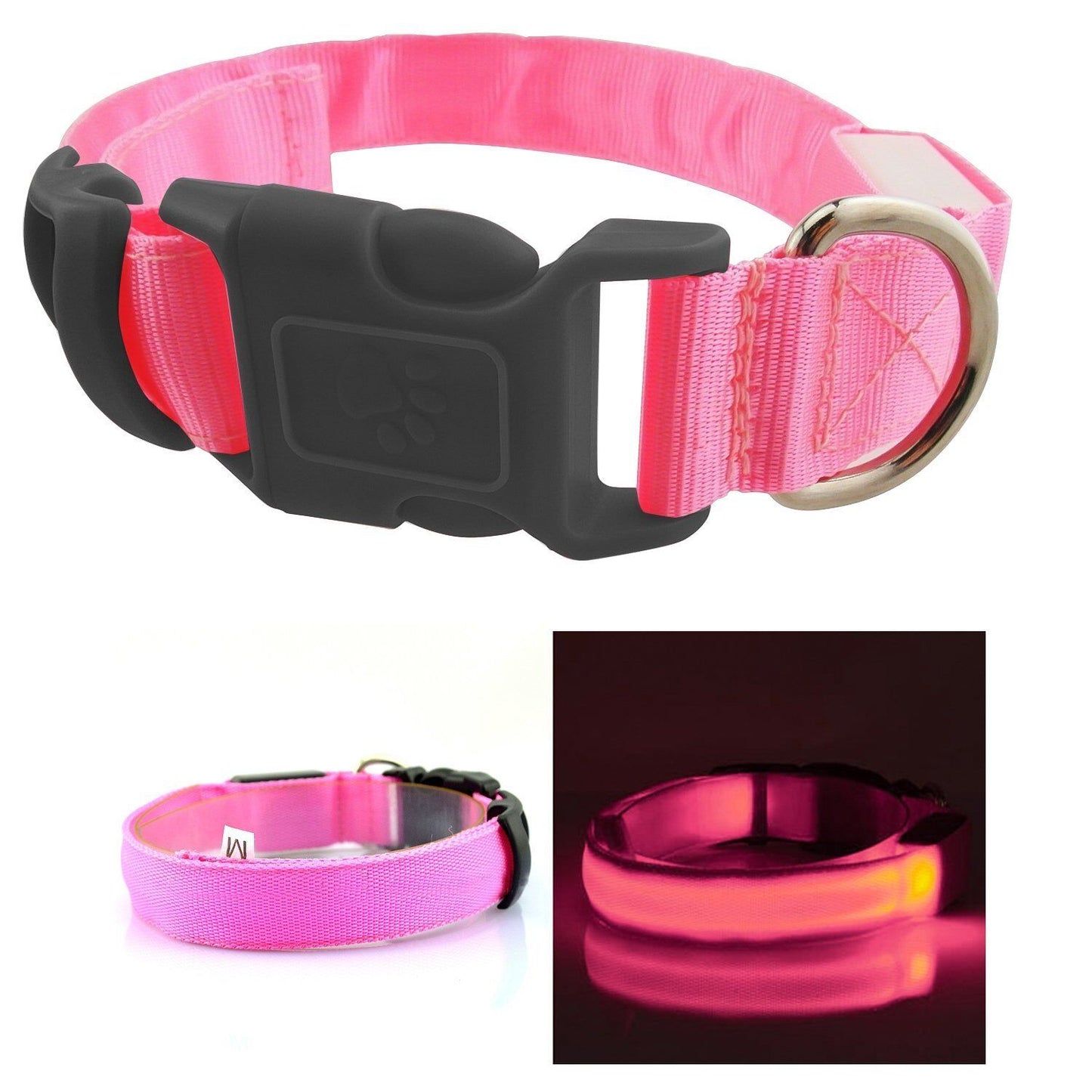 Pets DOG LED Lights Flash Night Safety Nylon Collar Adjustable LED Collar S-XL