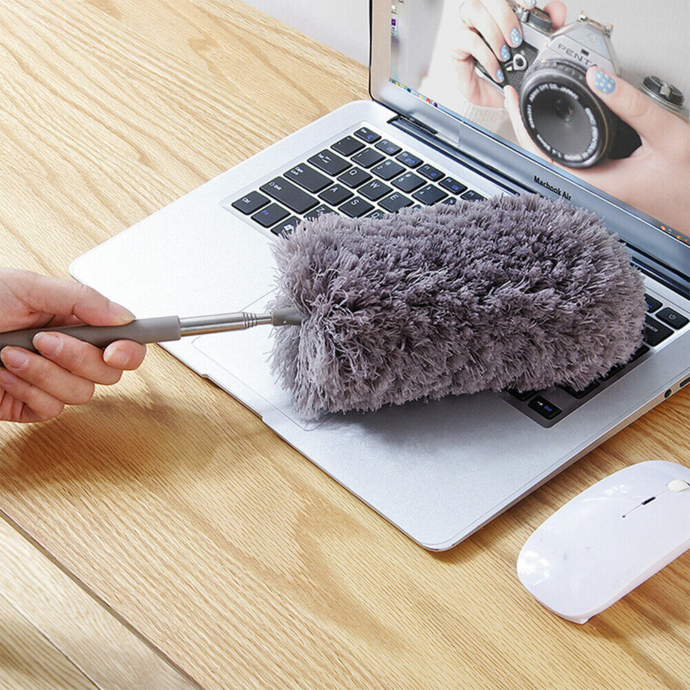 US 1-2 Pcs Adjustable Microfiber Feather Duster Extend Brush Household Cleaning