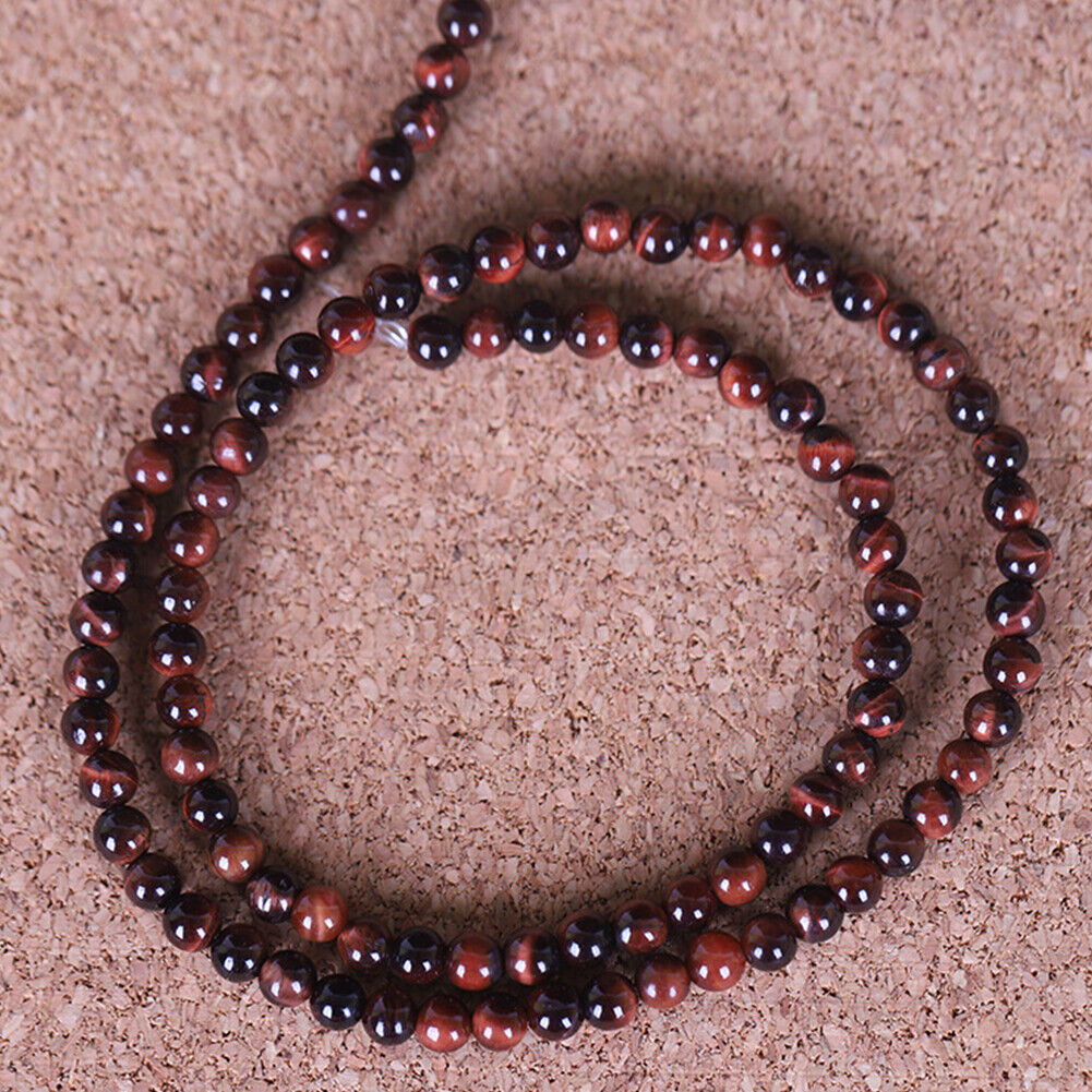 US 6/8/10mm Natural Stone Dark Red Jasper Round Beads Jewelry Making DIY Spacer