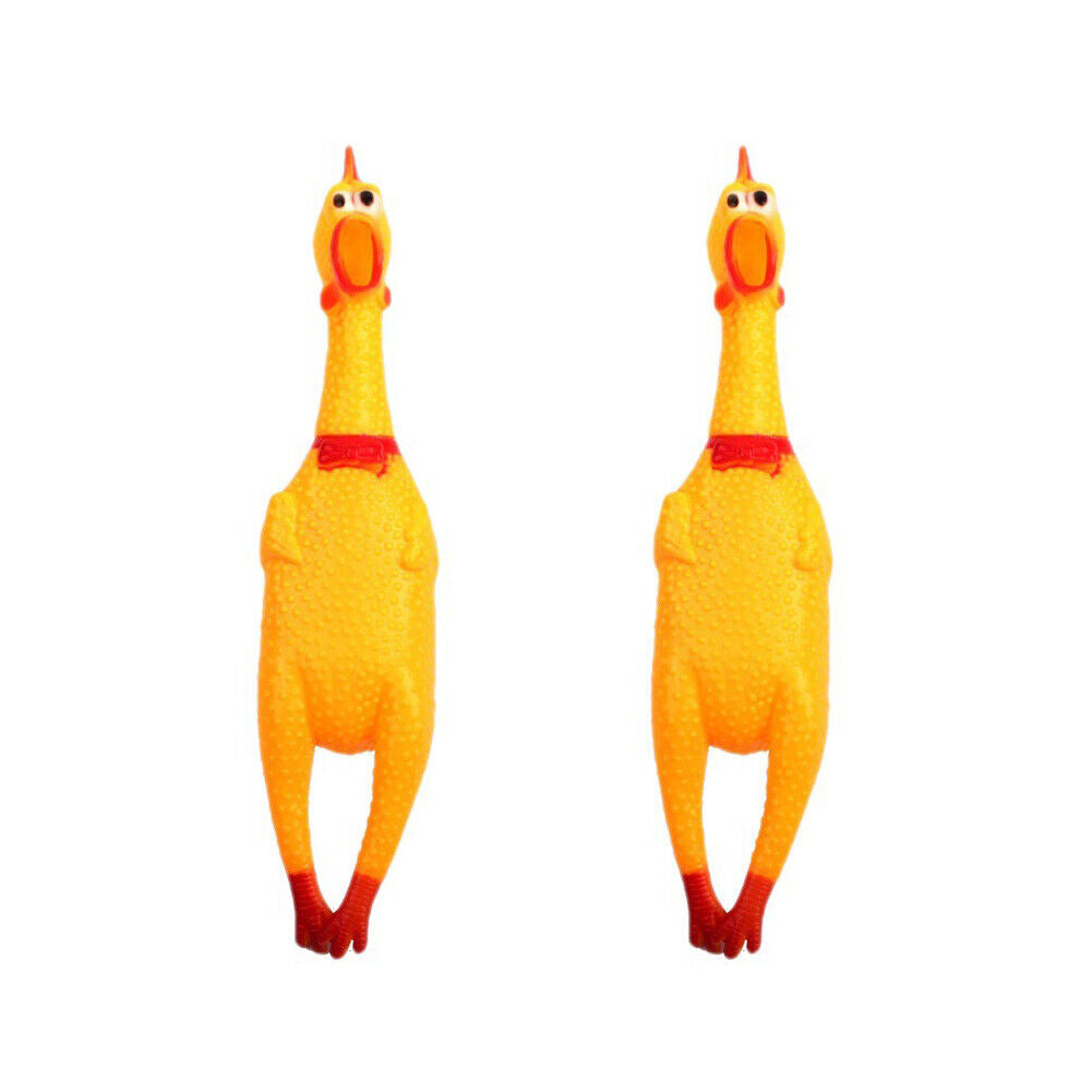 US 1-2 Pcs Fun Pet Dog Shrilling Rubber Chicken Chew Sound Squeeze Screaming Toy