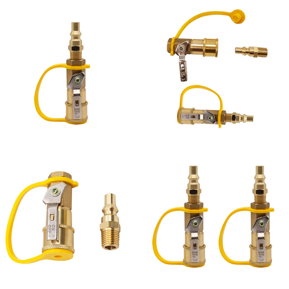 US 2 Pc 1/4" Quick Connect Propane Hose Adapter for RV to Grill Brass Pipe