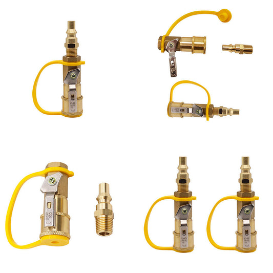 US 2 Pc 1/4" Quick Connect Propane Hose Adapter for RV to Grill Brass Pipe