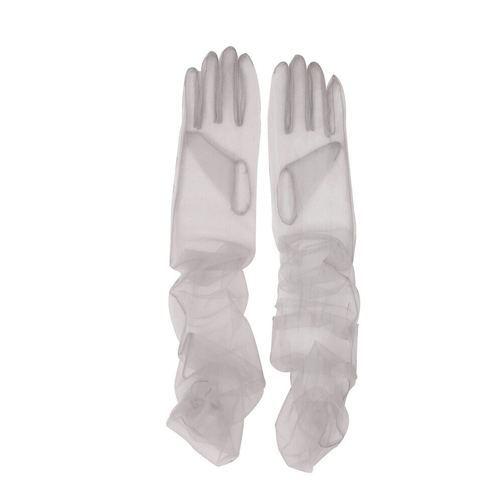 US 1~2 Paris 27'' Wedding Bridal Prom Sheer Tulle Long Elbow Gloves Party Opera