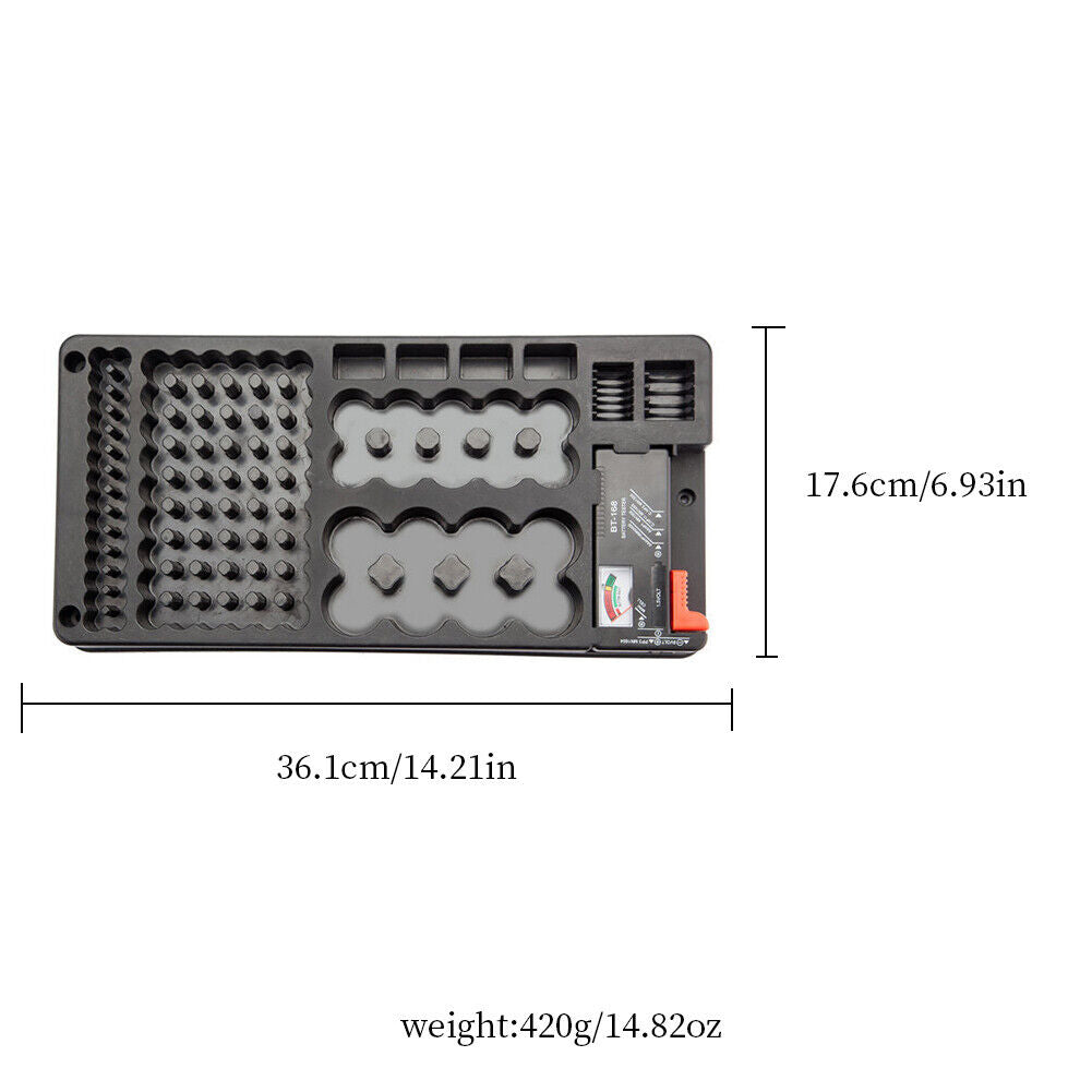 US Battery Storage Organizer Case with Removable Tester for AAA AA 9V C D