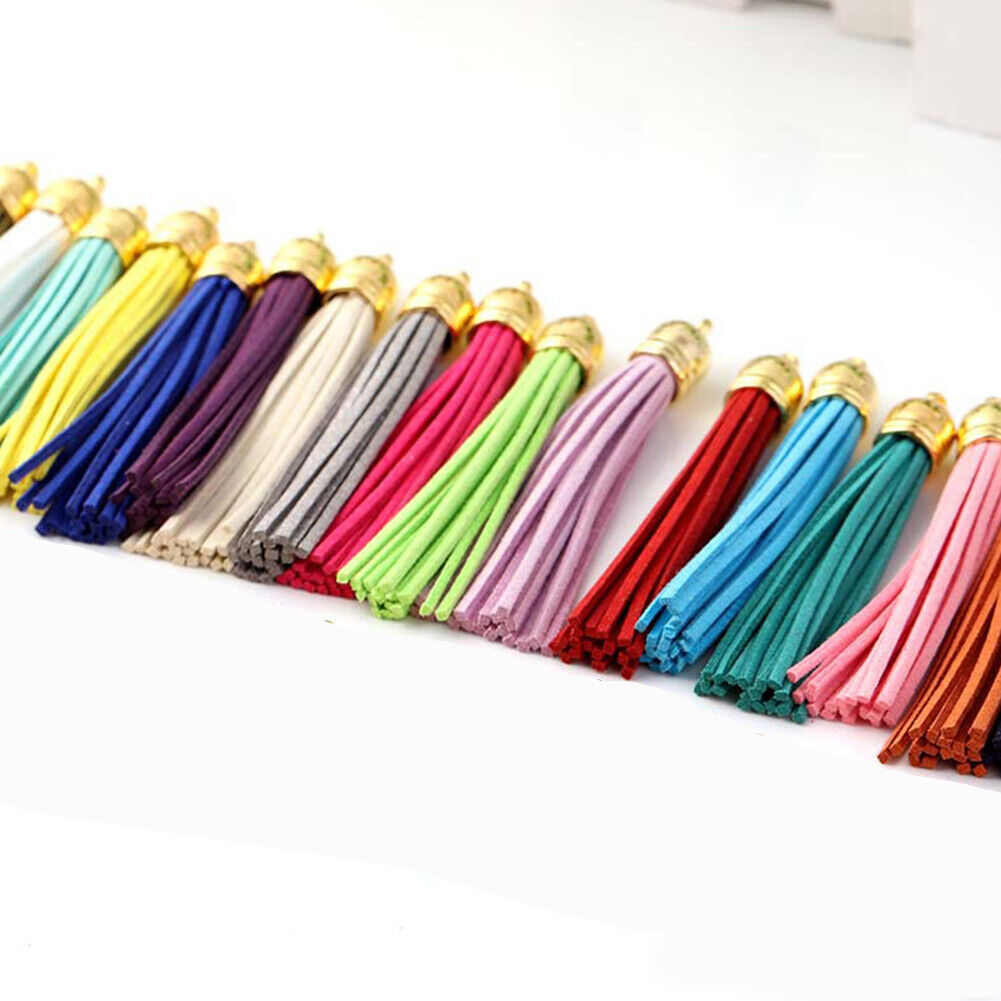 US 20-40 Pack 3" Faux Suede Tassel Pendants Keychain For Jewelry Making 20Colors