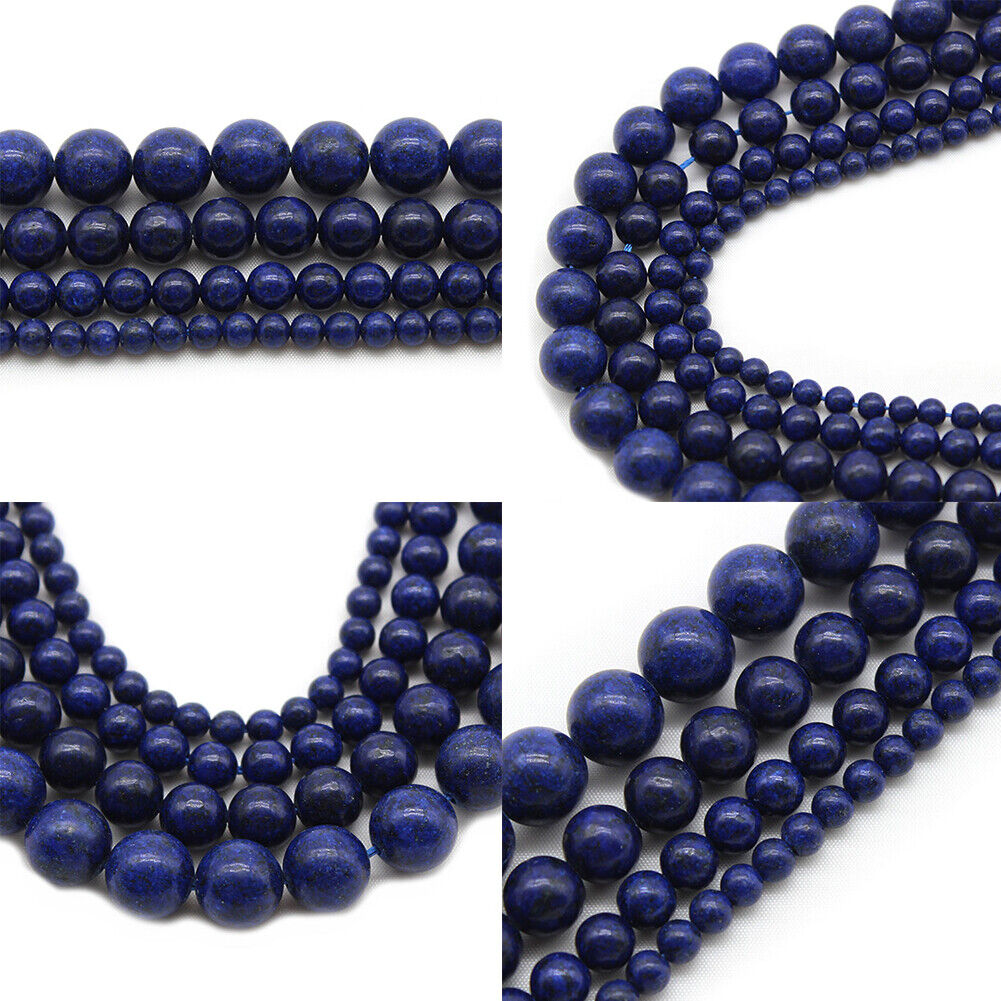 US 6/8/10mm Grade A Natural Lapis Lazuli Stone Beads Round Loose For Jewelry DIY