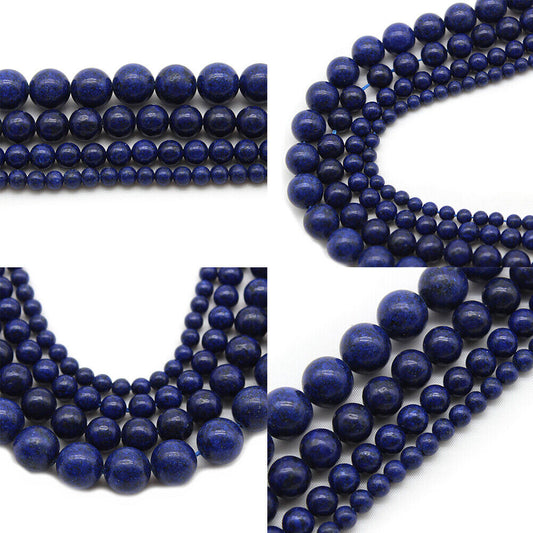 US 6/8/10mm Grade A Natural Lapis Lazuli Stone Beads Round Loose For Jewelry DIY