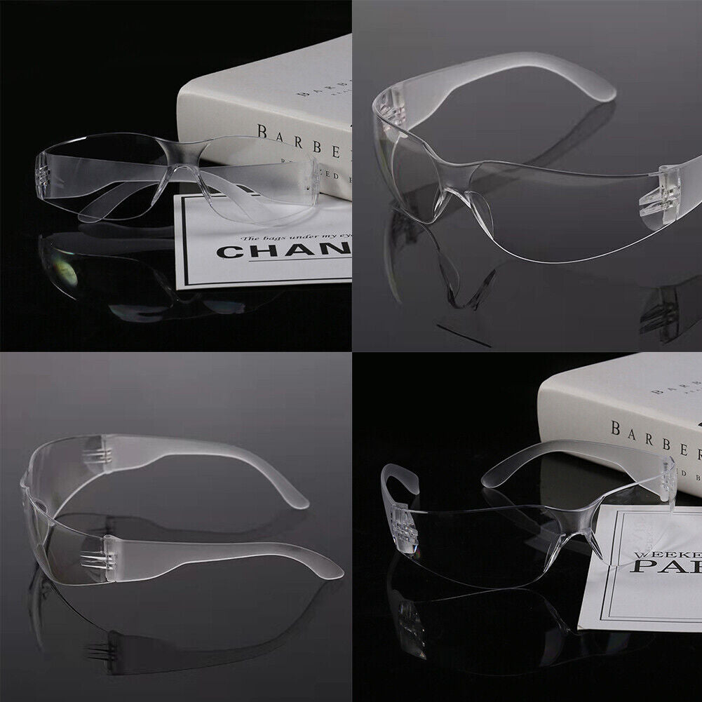 US 12 PAIR Protective Safety Glasses Clear Lens Work UV Lot of 12