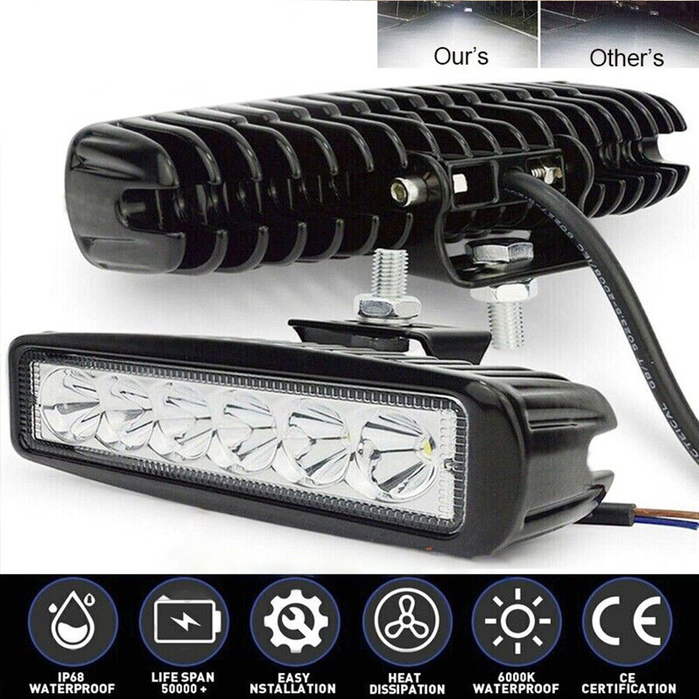 US 2-4 Pack 6'' LED Work Light Bar 18W Lamp Flood Spot Work Driving Fog SUV ATV