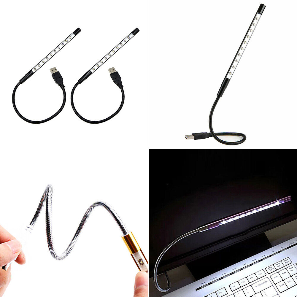 US 2-4 Pack Portable 10-LED USB Light Flexible Lamp Reading Notebook Laptop Plug