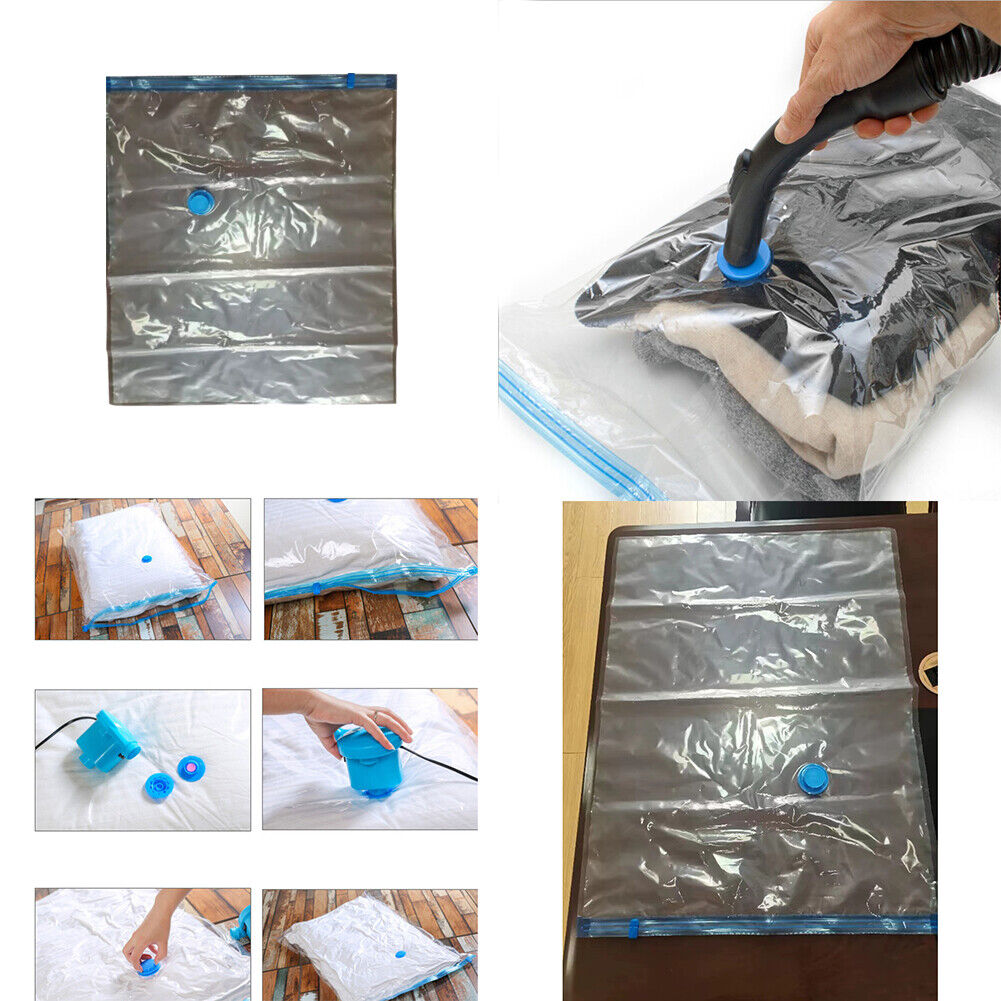 US 10-20Pc Jumbo Vacuum Storage Bag Space Saver Garment Seal Clothes Hand Pump