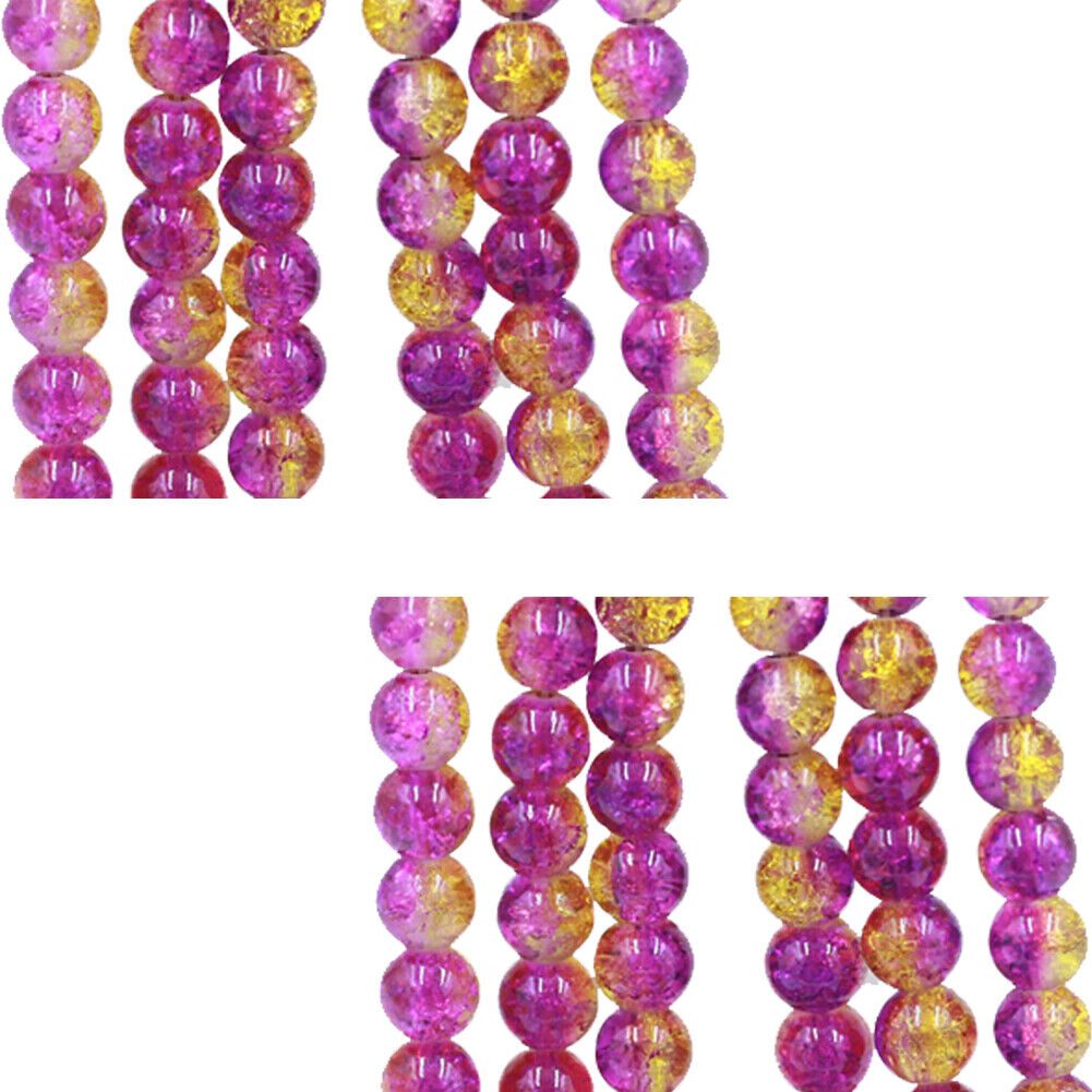 US 100-200 Pack 8mm Loose Round Spacer Beads Strand Crackle Lampwork Glass Beads