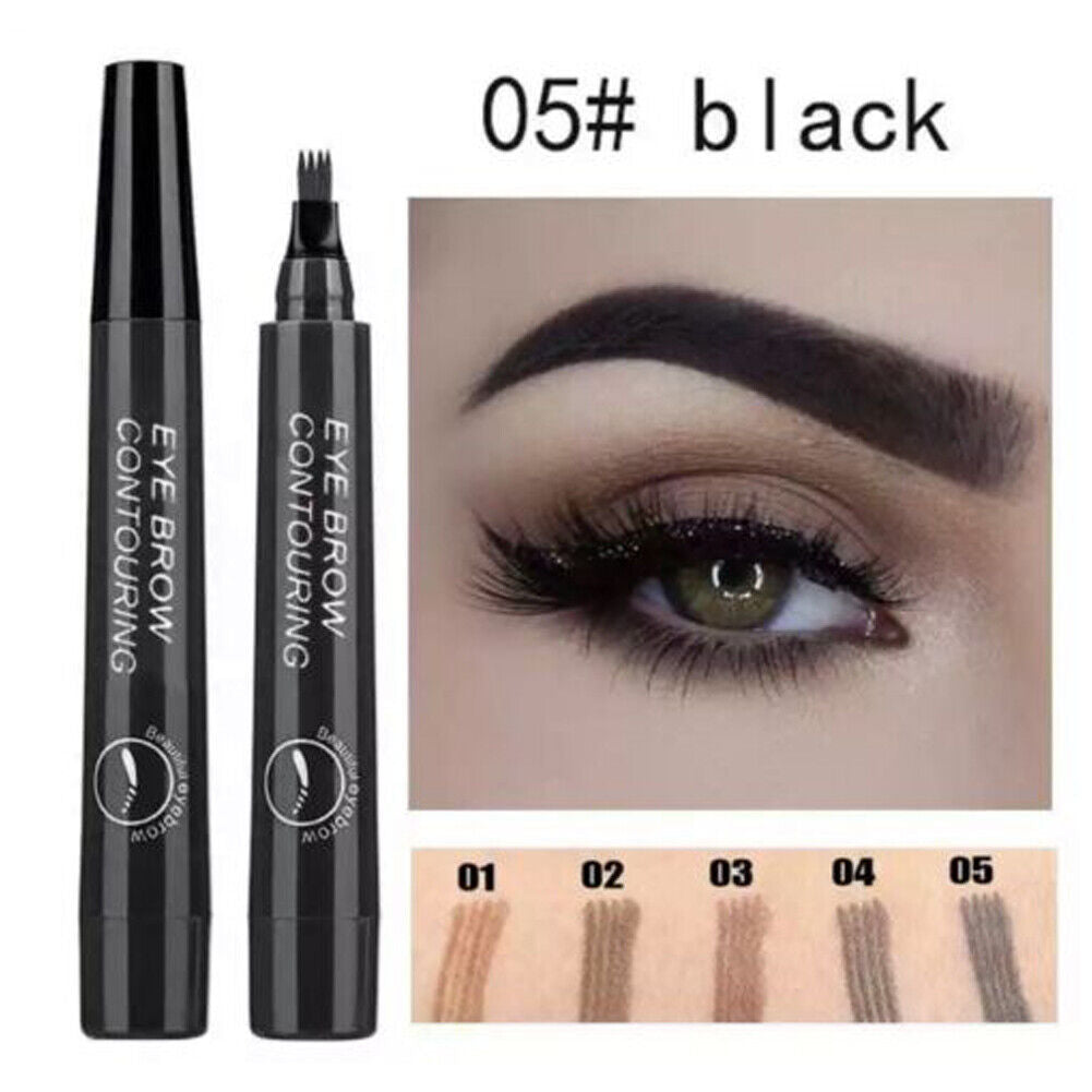 US 2-4 Pc Microblading Tattoo Eyebrow Pen Four Tips Waterproof Ink Gel Tint Draw