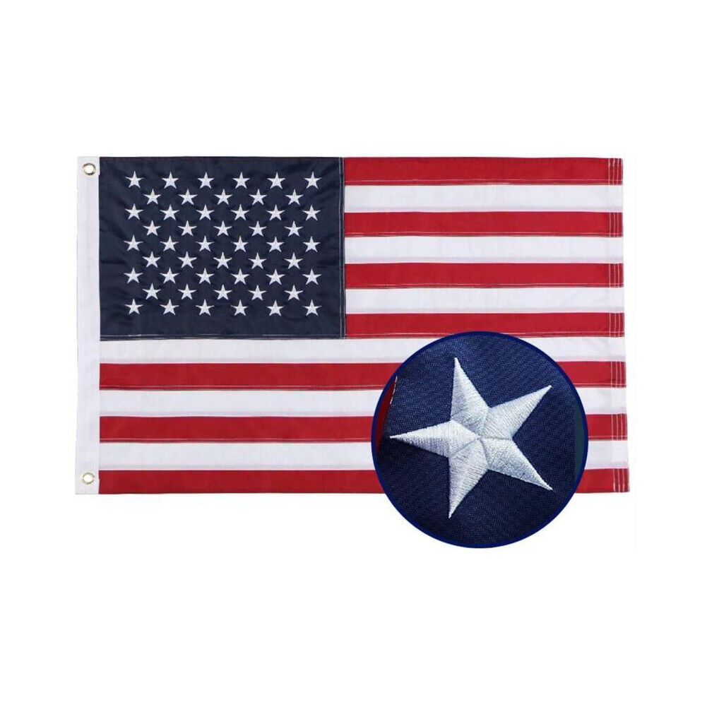 US 1-2 Pc American Flag Deluxe Tear Proof Series Featuring Tough Polyester 3x5Ft