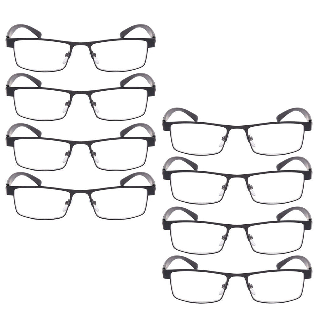 US Men Classic Style Square Metal Frame Reading Glasses Spring Hinge Readers