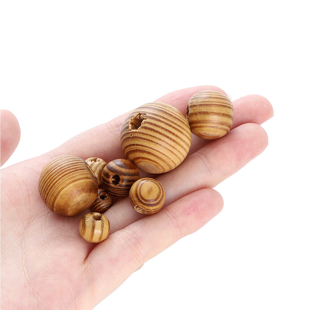 US 1000-2000 pcs Natural Wooden Beads 8mm Round Polished Loose Beads DIY Jewelry