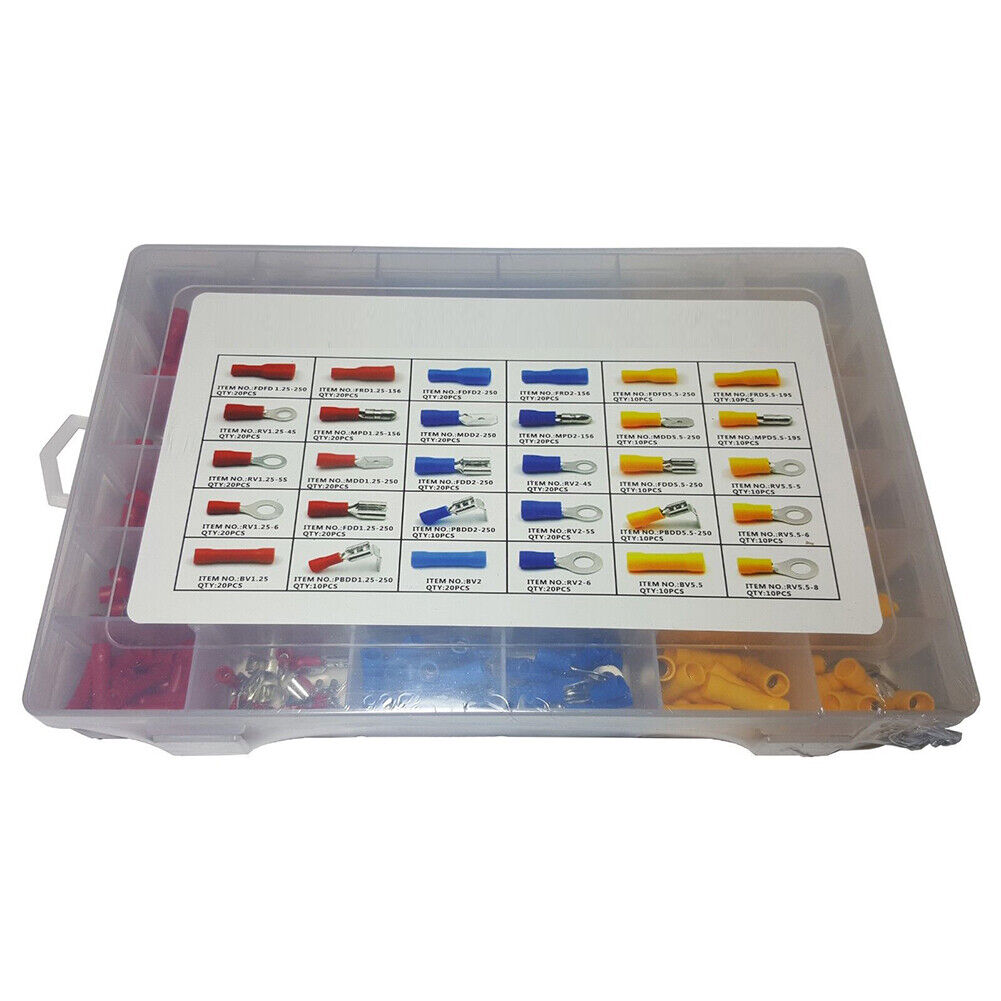 US 480 PC ASSORTED INSULATED ELECTRICAL WIRE TERMINAL CRIMP CONNECTOR SPADE SET