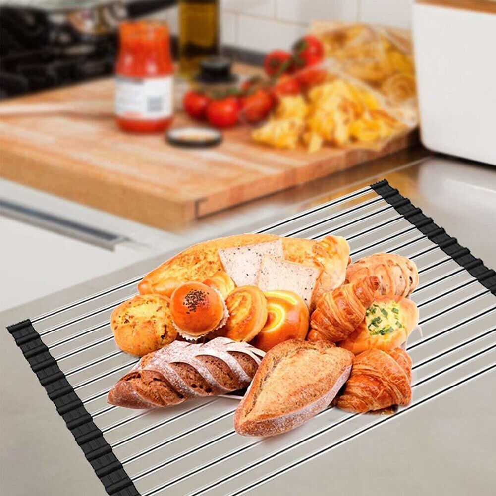 US 1-2 Pc Dish Drying Rack Large Drainers Multipurpose Foldable Kitchen Sink Mat