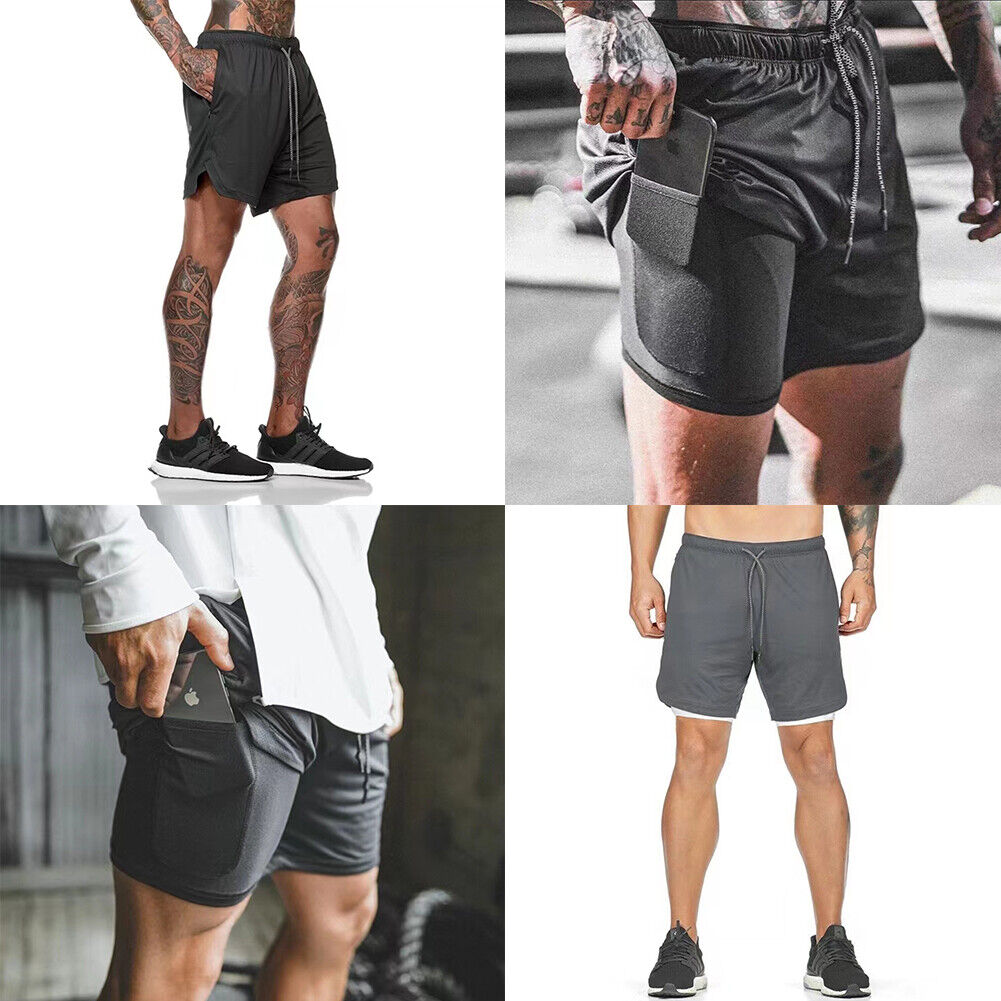 US Mens Elasticated Waist Jogging Shorts Gym Workout Shorts Fitness Shorts