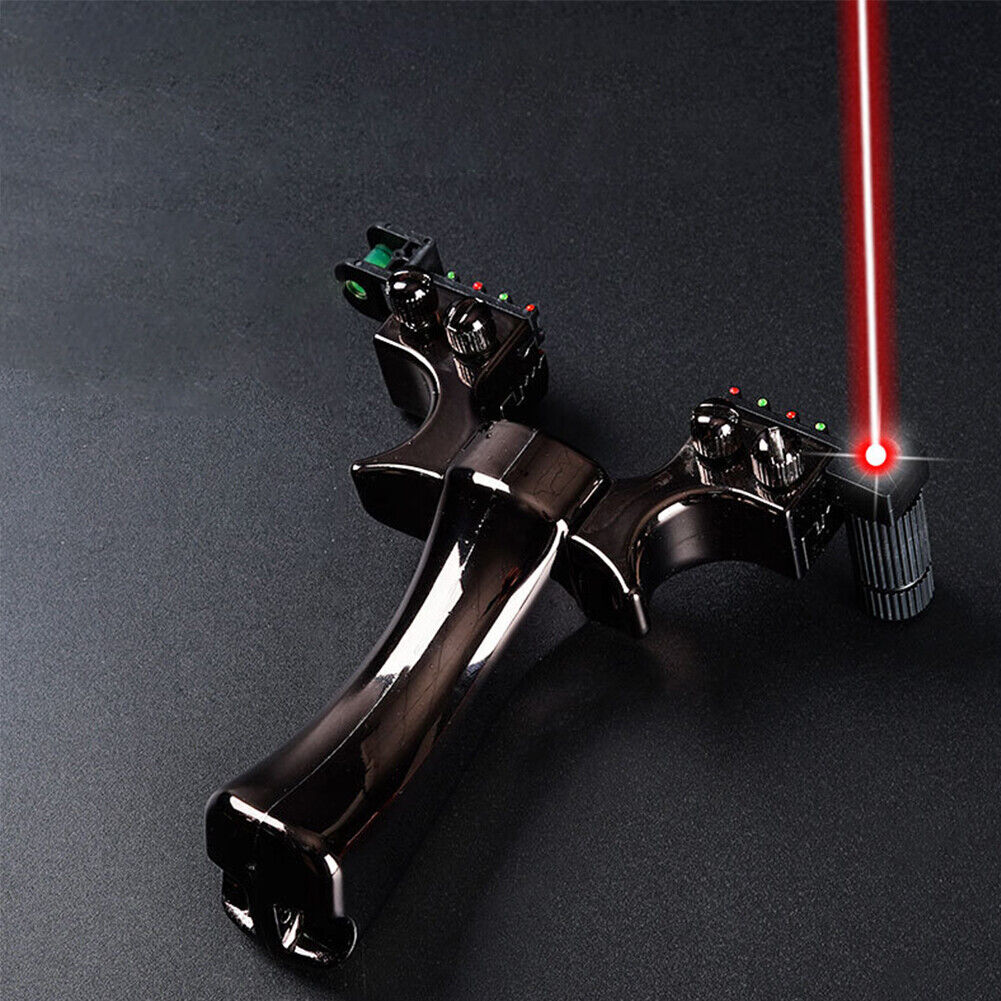 US 1-2 Pack Hunting Catapult Slingshot Adjustable Survival Laser Sight Aim Point