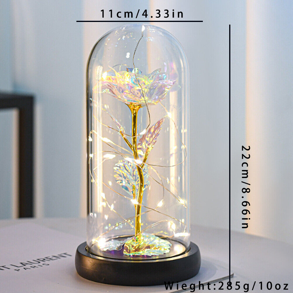 US Rose LED Light Glass Gifts for Wife Women Her Christmas Girlfriend Birthday