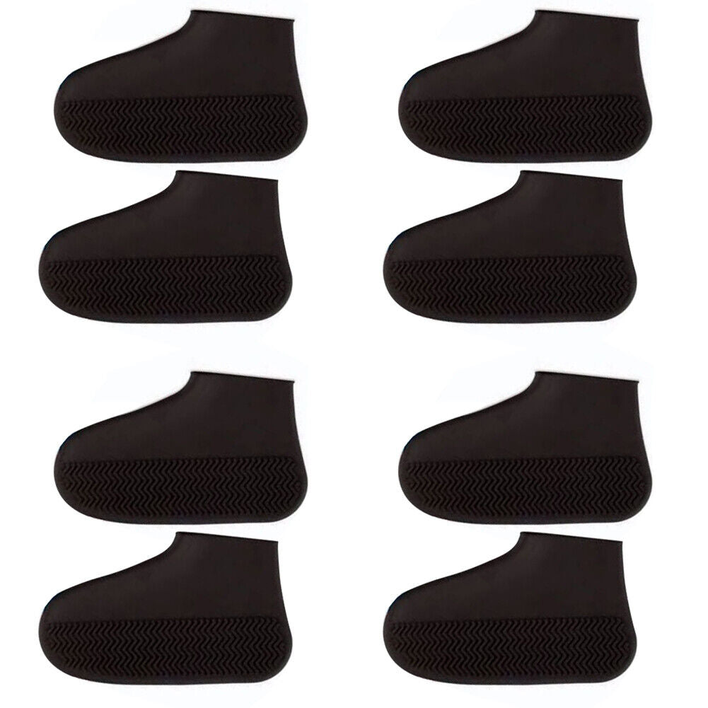 US 4-8 Pc Non-Slip Water Resistant Overshoes Silicone Rubber Rain Shoe Protector
