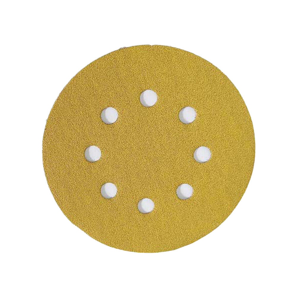 US 100 Pcs 5 Inch 8 Hole Dustless Hook Loop Sanding Disc Sander Round Sandpaper