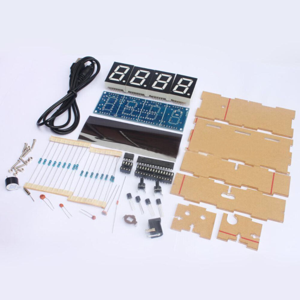 US DIY Digital Clock Kit 4-Digit Electronic LED Large Screen Light Control Time